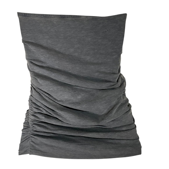 Sundry Strapless Tube Top Sz S Ruched Crossover Gray Neutral Going Out - Picture 7 of 12